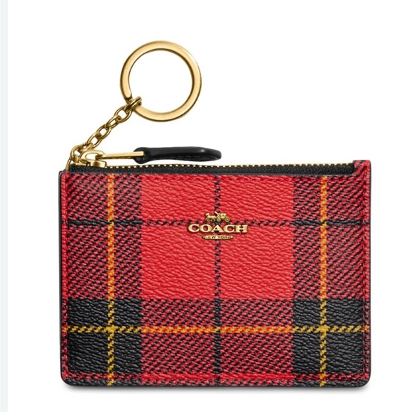 Coach Plaid Mini Skinny ID Keychain Pouch - Picture 1 of 7
